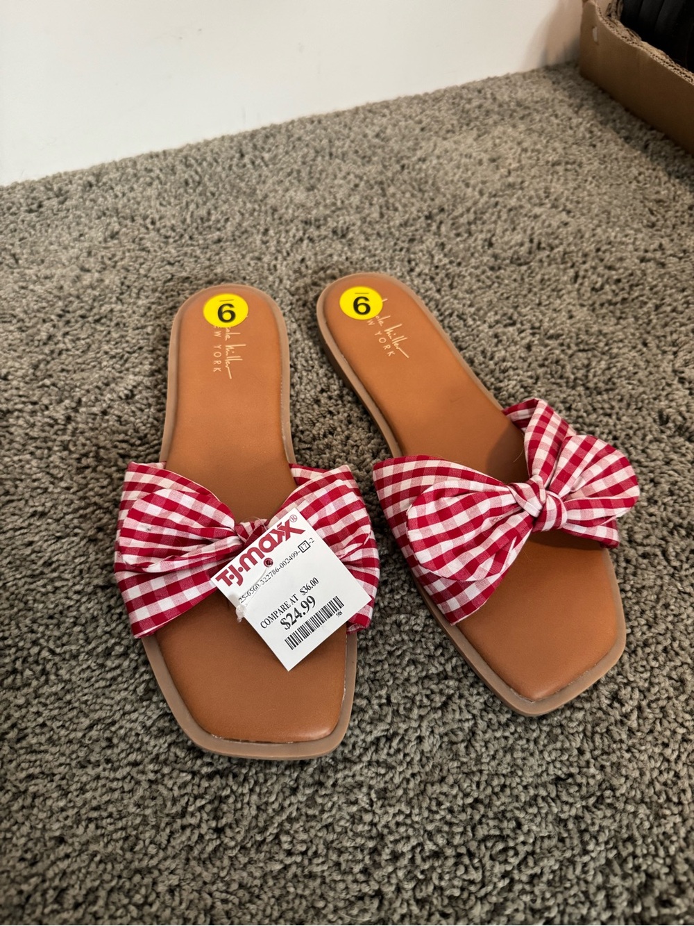 Red Gingham Bow Slide Sandals